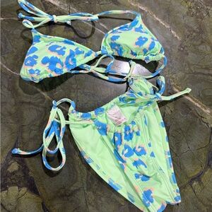 Green and Blue cheetah bikini